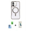 MARSİLYAN™- iPhone 16 Plus Kılıf Yadigar Klasik Özel Seri - Şeffaf Pasifik Cam Ekran Koruyucu + Raze Metal Kamera Lens - LT