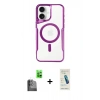 MARSİLYAN™- iPhone 16 Plus Kılıf Yadigar Klasik Özel Seri - Şeffaf Pasifik Cam Ekran Koruyucu + Siyah Raze Metal Kamera Lens