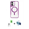 MARSİLYAN™- iPhone 16 Plus Kılıf Yadigar Klasik Özel Seri - Siyah 3D Antistatik Cam Ekran Koruyucu + Raze Metal Kamera Lens - BZ