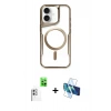 MARSİLYAN™- iPhone 16 Plus Kılıf Yadigar Klasik Özel Seri - Siyah 3D Antistatik Cam Ekran Koruyucu + Raze Metal Kamera Lens - BZ