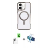 MARSİLYAN™- iPhone 16 Plus Kılıf Yadigar Klasik Özel Seri - Siyah 3D Antistatik Cam Ekran Koruyucu + Raze Metal Kamera Lens - BZ