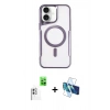 MARSİLYAN™- iPhone 16 Plus Kılıf Yadigar Klasik Özel Seri - Siyah 3D Antistatik Cam Ekran Koruyucu + Raze Metal Kamera Lens - BZ