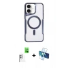 MARSİLYAN™- iPhone 16 Plus Kılıf Yadigar Klasik Özel Seri - Siyah 3D Antistatik Cam Ekran Koruyucu + Raze Metal Kamera Lens - BZ