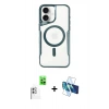 MARSİLYAN™- iPhone 16 Plus Kılıf Yadigar Klasik Özel Seri - Siyah 3D Antistatik Cam Ekran Koruyucu + Raze Metal Kamera Lens - BZ