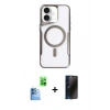 MARSİLYAN™- iPhone 16 Plus Kılıf Yadigar Klasik Özel Seri - Siyah 3D Antistatik Hayalet Cam Ekran Koruyucu + Raze Metal Kamera Lens - LT