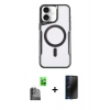 MARSİLYAN™- iPhone 16 Plus Kılıf Yadigar Klasik Özel Seri - Siyah 3D Antistatik Hayalet Cam Ekran Koruyucu + Raze Metal Kamera Lens - SH