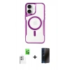 MARSİLYAN™- iPhone 16 Plus Kılıf Yadigar Klasik Özel Seri - Siyah 3D Antistatik Hayalet Cam Ekran Koruyucu + Raze Metal Kamera Lens - BZ