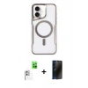 MARSİLYAN™- iPhone 16 Plus Kılıf Yadigar Klasik Özel Seri - Siyah 3D Antistatik Hayalet Cam Ekran Koruyucu + Raze Metal Kamera Lens - BZ