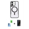 MARSİLYAN™- iPhone 16 Plus Kılıf Yadigar Klasik Özel Seri - Siyah 3D Antistatik Hayalet Cam Ekran Koruyucu + Raze Metal Kamera Lens - LT