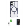 MARSİLYAN™- iPhone 16 Plus Kılıf Yadigar Klasik Özel Seri - Siyah 3D Antistatik Hayalet Cam Ekran Koruyucu + Raze Metal Kamera Lens - BZ