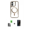 MARSİLYAN™- iPhone 16 Plus Kılıf Yadigar Klasik Özel Seri - Siyah 3D Antistatik Hayalet Cam Ekran Koruyucu + Raze Metal Kamera Lens - SH