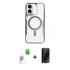 MARSİLYAN™- iPhone 16 Plus Kılıf Yadigar Klasik Özel Seri - Siyah 3D Antistatik Hayalet Cam Ekran Koruyucu + Raze Metal Kamera Lens - BZ