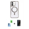 MARSİLYAN™- iPhone 16 Plus Kılıf Yadigar Klasik Özel Seri - Siyah 3D Antistatik Hayalet Cam Ekran Koruyucu + Raze Metal Kamera Lens - LT