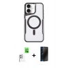MARSİLYAN™- iPhone 16 Plus Kılıf Yadigar Klasik Özel Seri - Siyah 3D Antistatik Hayalet Cam Ekran Koruyucu + Raze Metal Kamera Lens - BZ