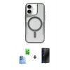 MARSİLYAN™- iPhone 16 Plus Kılıf Yadigar Klasik Özel Seri - Siyah 3D Antistatik Hayalet Cam Ekran Koruyucu + Raze Metal Kamera Lens - LT