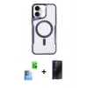 MARSİLYAN™- iPhone 16 Plus Kılıf Yadigar Klasik Özel Seri - Siyah 3D Antistatik Hayalet Cam Ekran Koruyucu + Raze Metal Kamera Lens - LT