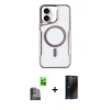 MARSİLYAN™- iPhone 16 Plus Kılıf Yadigar Klasik Özel Seri - Siyah 3D Antistatik Hayalet Cam Ekran Koruyucu + Raze Metal Kamera Lens - SH