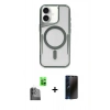 MARSİLYAN™- iPhone 16 Plus Kılıf Yadigar Klasik Özel Seri - Siyah 3D Antistatik Hayalet Cam Ekran Koruyucu + Raze Metal Kamera Lens - SH