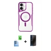 MARSİLYAN™- iPhone 16 Plus Kılıf Yadigar Klasik Özel Seri - Siyah 3D Antistatik Hayalet Cam Ekran Koruyucu + Raze Metal Kamera Lens - LT
