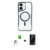 MARSİLYAN™- iPhone 16 Plus Kılıf Yadigar Klasik Özel Seri - Siyah 3D Antistatik Hayalet Cam Ekran Koruyucu + Raze Metal Kamera Lens - BZ
