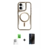 MARSİLYAN™- iPhone 16 Plus Kılıf Yadigar Klasik Özel Seri - Siyah 3D Antistatik Hayalet Cam Ekran Koruyucu + Raze Metal Kamera Lens - BZ