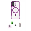 MARSİLYAN™- iPhone 16 Plus Kılıf Yadigar Klasik Özel Seri - Siyah Bilvis 3D Cam Ekran Koruyucu + Raze Metal Kamera Lens - PE