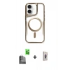 MARSİLYAN™- iPhone 16 Plus Kılıf Yadigar Klasik Özel Seri - Siyah Bilvis 3D Cam Ekran Koruyucu + Raze Metal Kamera Lens - SH