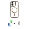 MARSİLYAN™- iPhone 16 Plus Kılıf Yadigar Klasik Özel Seri - Siyah Bilvis 3D Cam Ekran Koruyucu + Raze Metal Kamera Lens - LT