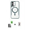 MARSİLYAN™- iPhone 16 Plus Kılıf Yadigar Klasik Özel Seri - Siyah Bilvis 3D Cam Ekran Koruyucu + Raze Metal Kamera Lens - SH