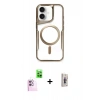 MARSİLYAN™- iPhone 16 Plus Kılıf Yadigar Klasik Özel Seri - Siyah Bilvis 3D Cam Ekran Koruyucu + Raze Metal Kamera Lens - PE