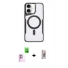 MARSİLYAN™- iPhone 16 Plus Kılıf Yadigar Klasik Özel Seri - Siyah Bilvis 3D Cam Ekran Koruyucu + Raze Metal Kamera Lens - PE