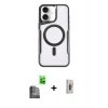 MARSİLYAN™- iPhone 16 Plus Kılıf Yadigar Klasik Özel Seri - Siyah Bilvis 3D Cam Ekran Koruyucu + Raze Metal Kamera Lens - SH