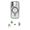 MARSİLYAN™- iPhone 16 Plus Kılıf Yadigar Klasik Özel Seri - Siyah Bilvis 3D Cam Ekran Koruyucu + Raze Metal Kamera Lens - PE