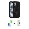 MARSİLYAN™- iPhone 16 Plus Kılıf Yankı Form Serisi - Şeffaf Pasifik Cam Ekran Koruyucu + Raze Metal Kamera Lens - LT