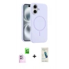MARSİLYAN™- iPhone 16 Plus Kılıf Yankı Form Serisi - Şeffaf Pasifik Cam Ekran Koruyucu + Raze Metal Kamera Lens - PE