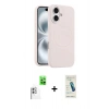 MARSİLYAN™- iPhone 16 Plus Kılıf Yankı Form Serisi - Şeffaf Pasifik Cam Ekran Koruyucu + Raze Metal Kamera Lens - BZ