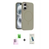 MARSİLYAN™- iPhone 16 Plus Kılıf Yankı Form Serisi - Şeffaf Pasifik Cam Ekran Koruyucu + Raze Metal Kamera Lens - PE