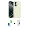 MARSİLYAN™- iPhone 16 Plus Kılıf Yankı Form Serisi - Şeffaf Pasifik Cam Ekran Koruyucu + Raze Metal Kamera Lens - LT