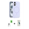 MARSİLYAN™- iPhone 16 Plus Kılıf Yankı Form Serisi - Şeffaf Pasifik Cam Ekran Koruyucu + Raze Metal Kamera Lens - BZ