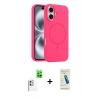 MARSİLYAN™- iPhone 16 Plus Kılıf Yankı Form Serisi - Şeffaf Pasifik Cam Ekran Koruyucu + Raze Metal Kamera Lens - BZ