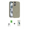 MARSİLYAN™- iPhone 16 Plus Kılıf Yankı Form Serisi - Şeffaf Pasifik Cam Ekran Koruyucu + Raze Metal Kamera Lens - BZ