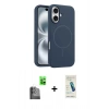 MARSİLYAN™- iPhone 16 Plus Kılıf Yankı Form Serisi - Şeffaf Pasifik Cam Ekran Koruyucu + Raze Metal Kamera Lens - SH