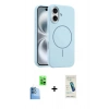 MARSİLYAN™- iPhone 16 Plus Kılıf Yankı Form Serisi - Şeffaf Pasifik Cam Ekran Koruyucu + Raze Metal Kamera Lens - LT