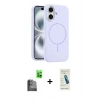 MARSİLYAN™- iPhone 16 Plus Kılıf Yankı Form Serisi - Şeffaf Pasifik Cam Ekran Koruyucu + Raze Metal Kamera Lens - SH