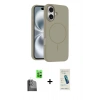 MARSİLYAN™- iPhone 16 Plus Kılıf Yankı Form Serisi - Şeffaf Pasifik Cam Ekran Koruyucu + Raze Metal Kamera Lens - SH