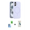 MARSİLYAN™- iPhone 16 Plus Kılıf Yankı Form Serisi - Şeffaf Pasifik Cam Ekran Koruyucu + Raze Metal Kamera Lens - LT
