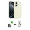 MARSİLYAN™- iPhone 16 Plus Kılıf Yankı Form Serisi - Şeffaf Pasifik Cam Ekran Koruyucu + Raze Metal Kamera Lens - SH