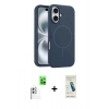 MARSİLYAN™- iPhone 16 Plus Kılıf Yankı Form Serisi - Şeffaf Pasifik Cam Ekran Koruyucu + Raze Metal Kamera Lens - BZ