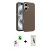 MARSİLYAN™- iPhone 16 Plus Kılıf Yankı Form Serisi - Şeffaf Pasifik Cam Ekran Koruyucu + Raze Metal Kamera Lens - PE