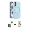 MARSİLYAN™- iPhone 16 Plus Kılıf Yankı Form Serisi - Şeffaf Pasifik Cam Ekran Koruyucu + Raze Metal Kamera Lens - SH